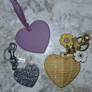 COACH Set of 3 Heart Bag Charms/Key Chains